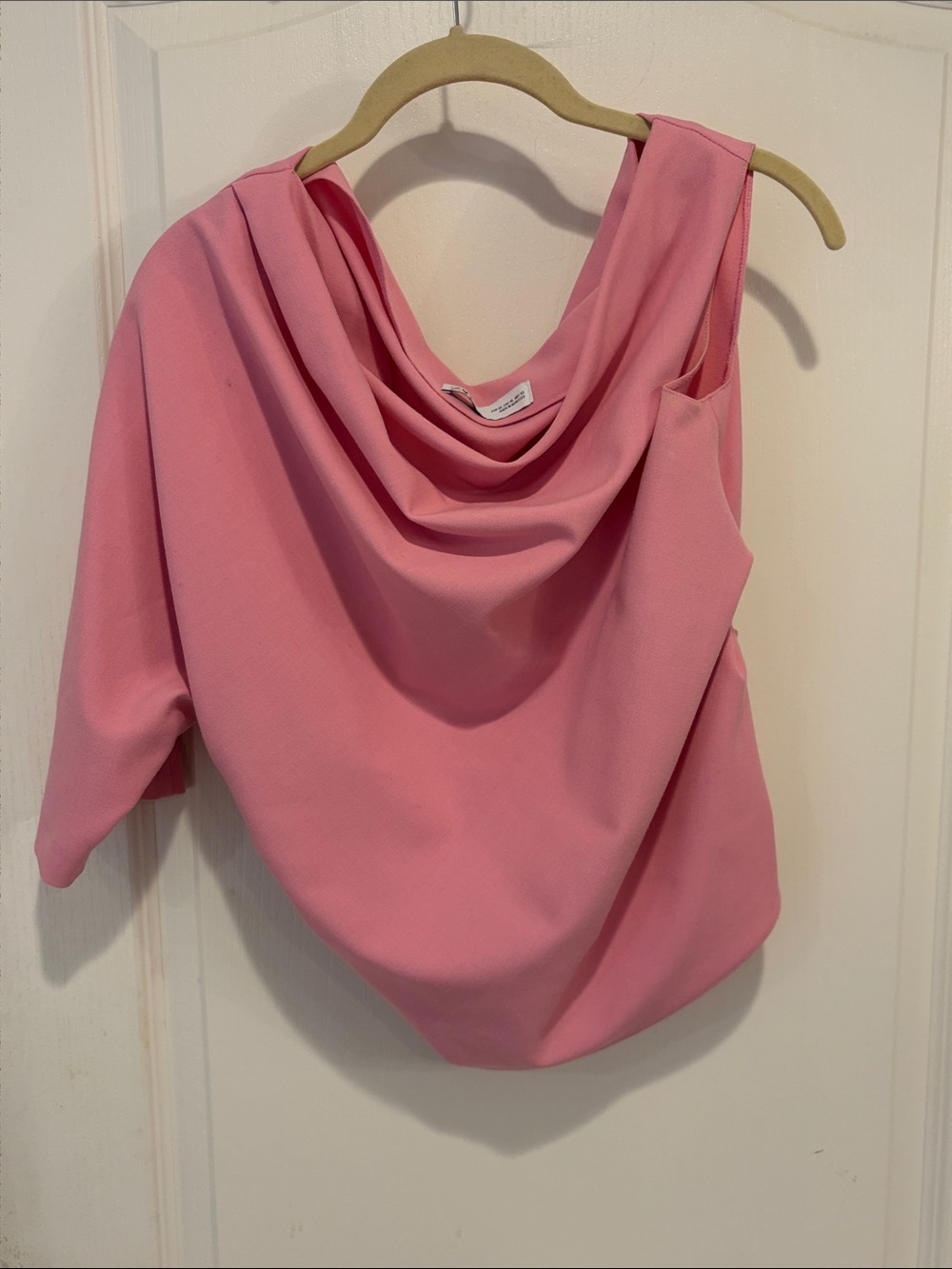 Zara Pink Draped One-Shoulder Blouse